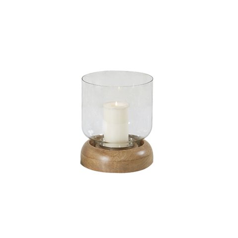 Tea Light Holder Glass With Wooden Stand