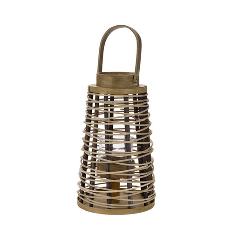 Wooden lantern with glass insert