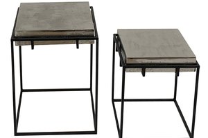 CASA SIDE TABLES SET 2PCS ALUMINIUM/MATT BLACK