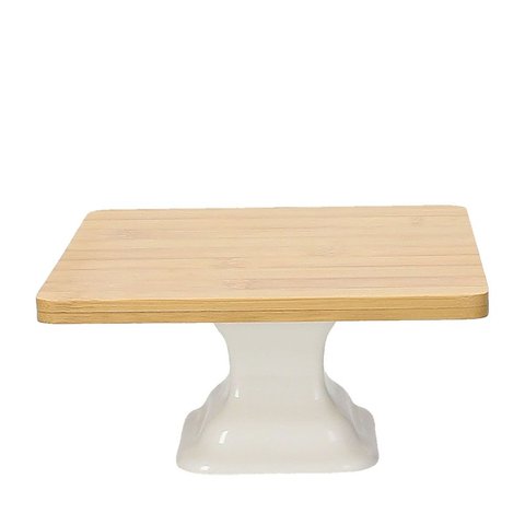 TOG SQUARE STAND WOODEN/PORCELAIN