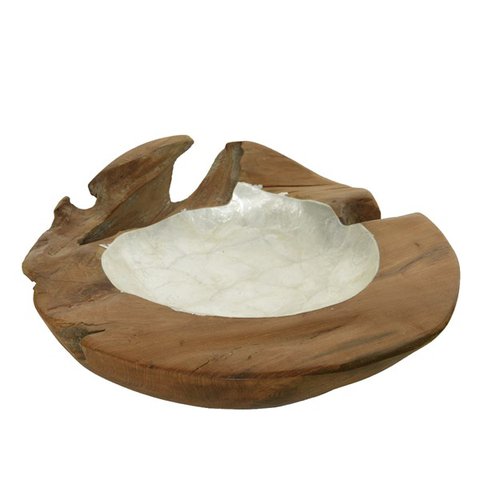 KAE BOWL TEAK WOOD/WHITE INSIDE 30X7