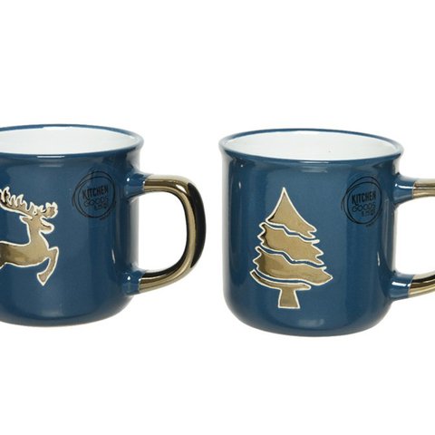 KAE XMAS MUG BLUE/GOLD