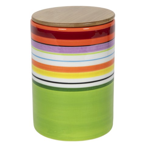 Jar Stripes With Bamboo Lid