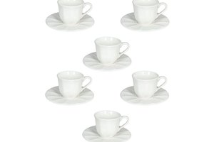 Set 6 Coffee Cup & Saucer Queen Bianco
