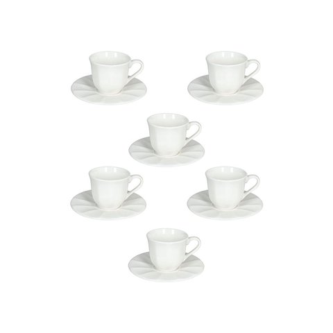 Set 6 Coffee Cup & Saucer Queen Bianco