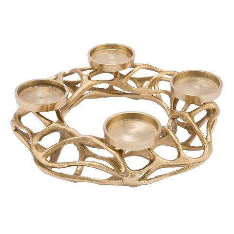 Advent Wreath Gold 4 Candle Holders