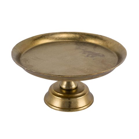 Plate Deco With Foot Gold