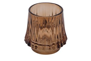 Candle Holder Fluted Brown