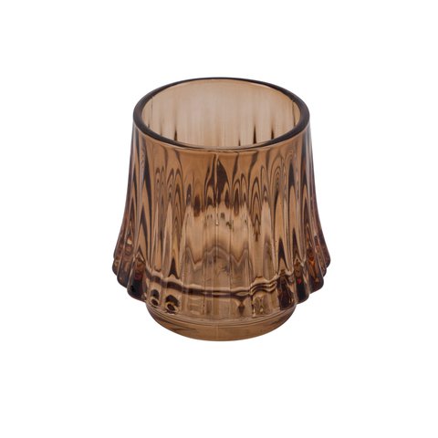 Candle Holder Fluted Brown