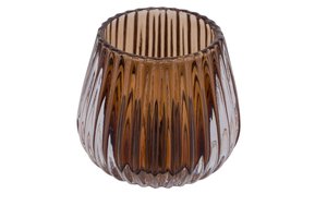 Candle Holder Bulbous Brown