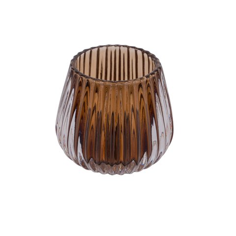 Candle Holder Bulbous Brown