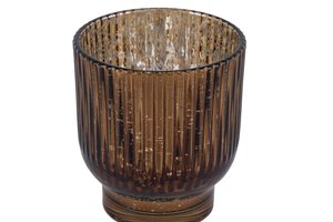 Candle Holder Fluted Brown