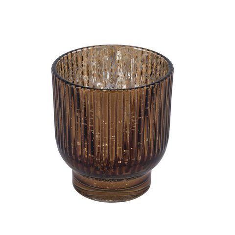 Candle Holder Fluted Brown