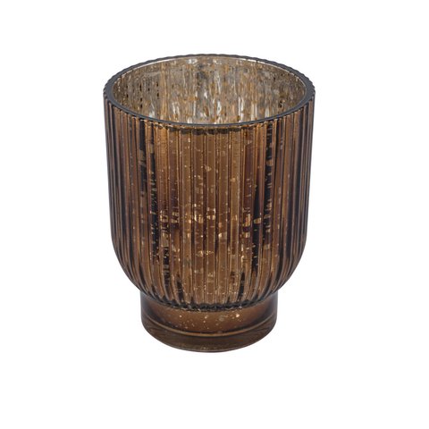 Candle Holder Fluted Brown