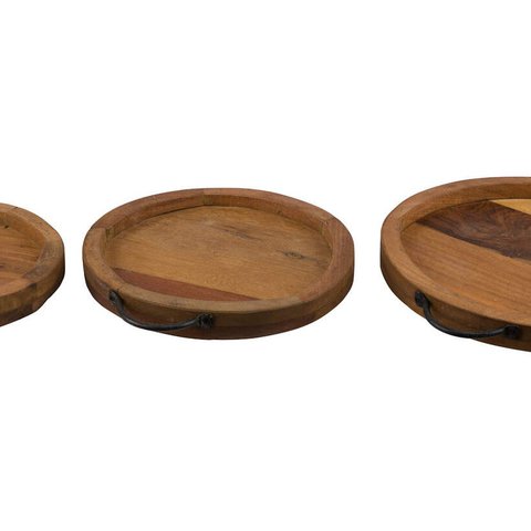 Wooden Tray Round Brown