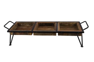 Wooden Tray Stand With 3 Bowls