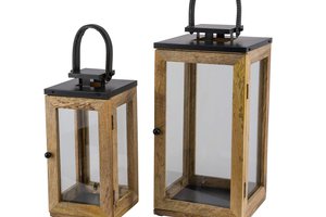 Wooden Lantern With Leather Belt