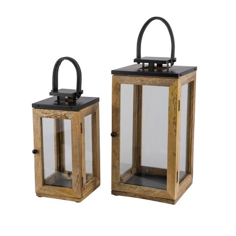 Wooden Lantern With Leather Belt