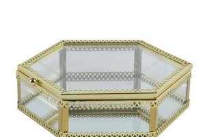 Box Exagon With Mirror Gold