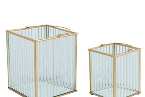 Lantern Glass Gold Metal