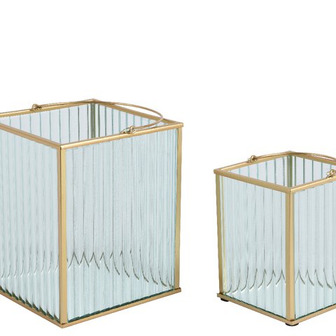 Lantern Glass Gold Metal