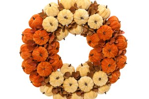 Wreath Velvet Pumpkins Orange