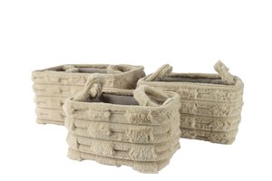 Basket Rectangle Fluffy Beige