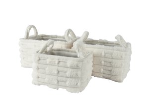 Basket Rectangle Fluffy White