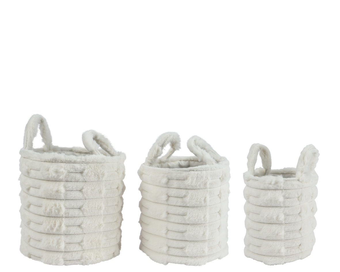 Basket Round Fluffy White