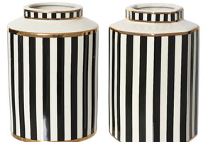 Vase With Stripes Black White