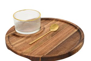 Tapas Set Acacia Wood Round Bowl With Spoon
