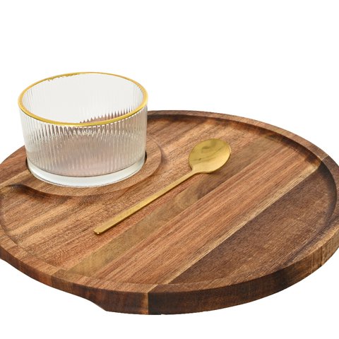 Tapas Set Acacia Wood Round Bowl With Spoon