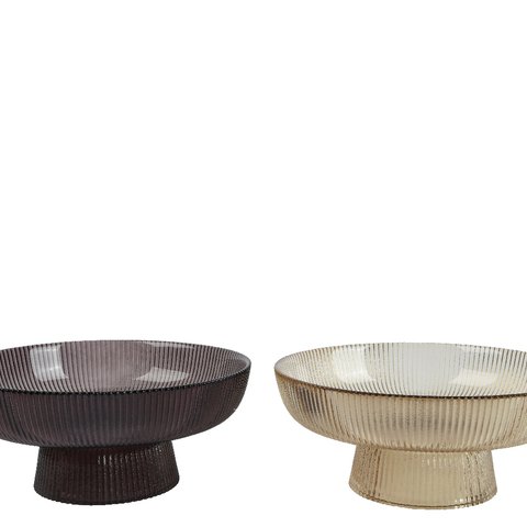 Bowl With Foot Glass Black Gold