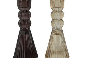 Candle Holder Glass Black Gold