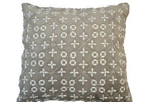 Cushion Beadwork Velvet Beige