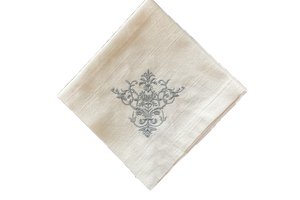 Napkin Lace Damask White Grey