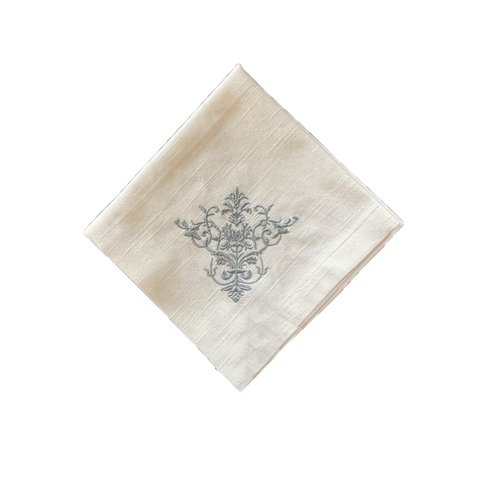 Napkin Lace Damask White Grey