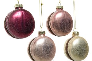 Xmas Ornament Macaron With Glitter