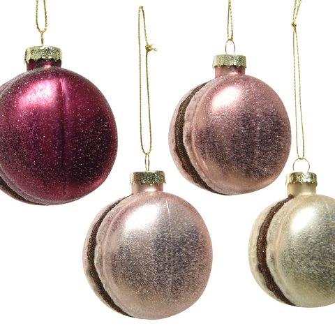 Xmas Ornament Macaron With Glitter