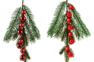 Xmas Branch With Shiny & Matt Ball Red