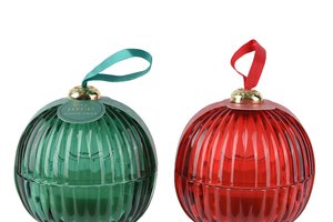 Xmas Scented Candle Ball Red Green