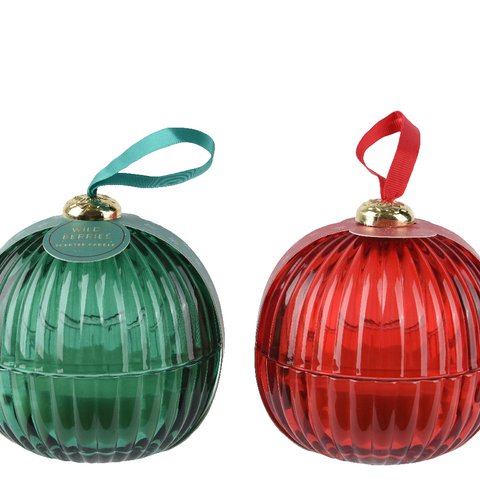 Xmas Scented Candle Ball Red Green