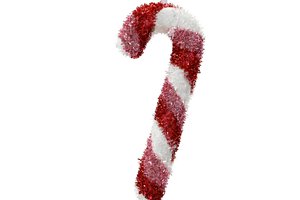 Xmas Candy Cane With Tinsel
