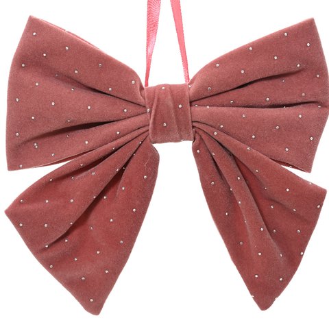 Xmas Bow Velvet Pink