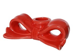 Xmas Candle Holder Red Bow