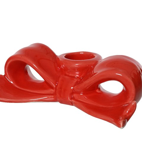 Xmas Candle Holder Red Bow