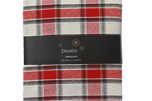 Xmas Tablecloth Cotton Tartan Check Red