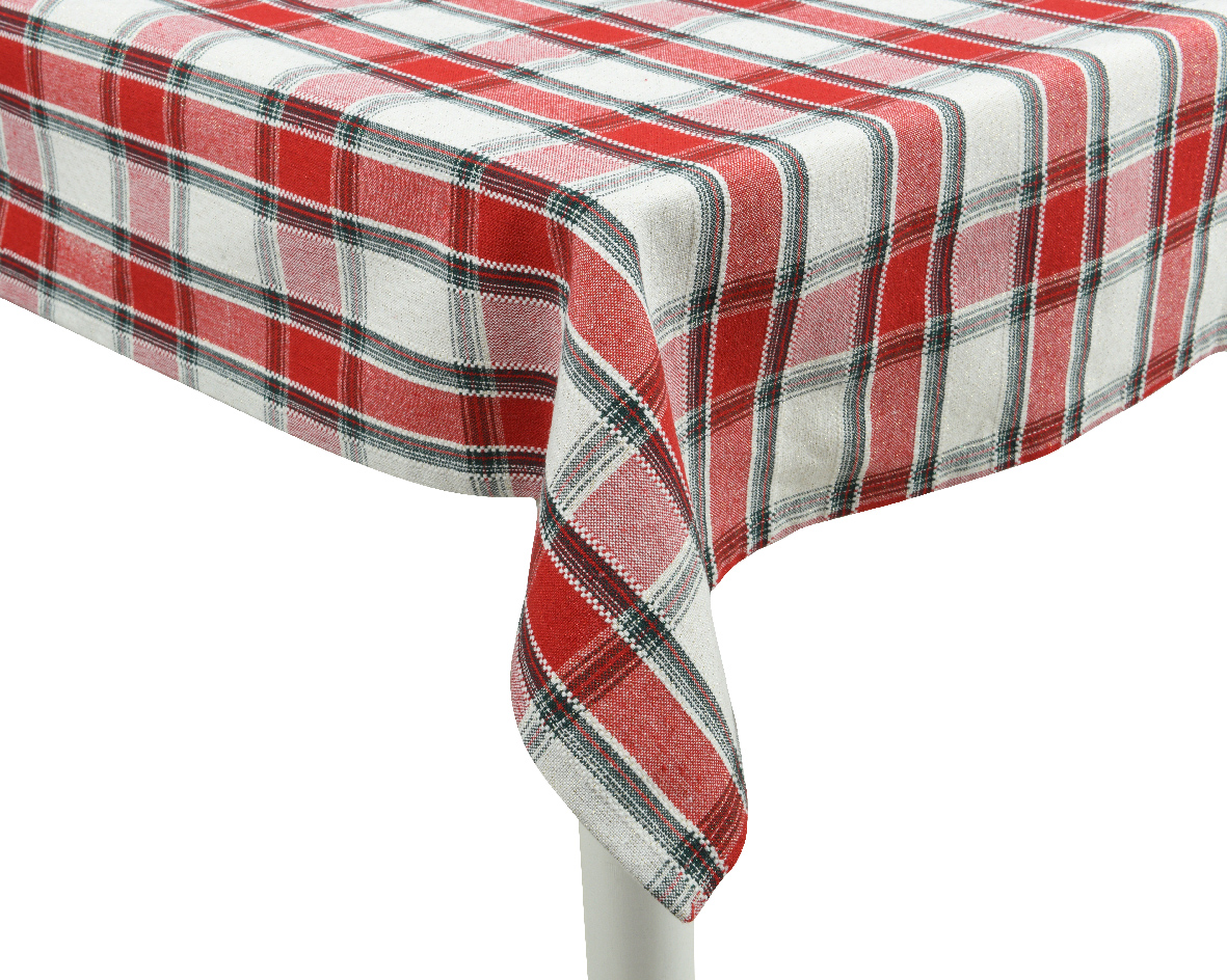 Xmas Tablecloth Cotton Tartan Check Red