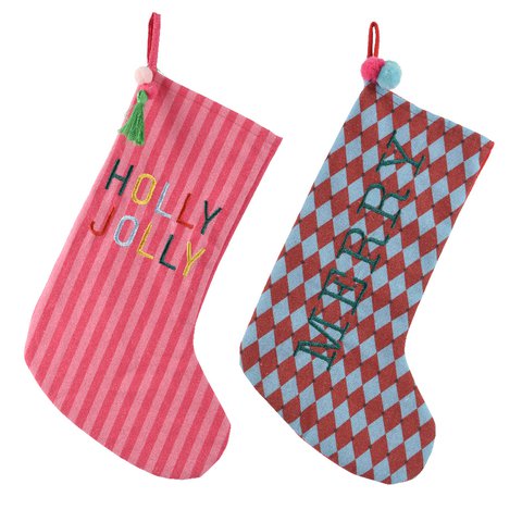 Xmas Stocking "Holly Jolly" & "Merry"
