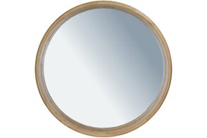 Mirror Round Rubberwood Natural